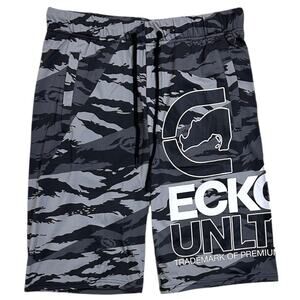 Ecko Unltd Men's Black Tiger Camo Activewear Shorts